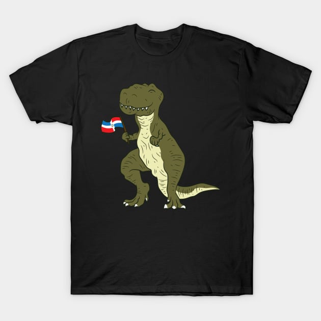 Dominican Republic Shirt | Patriotic Dinosaur Flag Gift T-Shirt by Gawkclothing